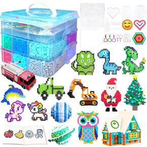 11000 Fuse Beads Kit - 20 Colors 5mm Bead Craft Set with Storage Box, Pegboard, Ironing Paper and Accessories, Arts and Crafts Kits for Kids Age 5+ Christmas Birthday DIY Craft Gift for Girls & Boys