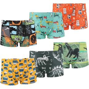 MooMoo Baby 6 Packs Little Boy Boxer Briefs Dinosaur Toddler Boy Underwear Cotton Kids Undies Shorts