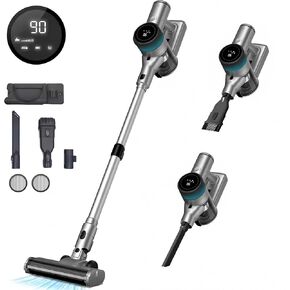 Cordless Vacuum Cleaner, 380W Vacuum Cleaner with LED Display, Max 50 Mins Runtime, Self-Standing, Stick Vacuum with Removable Battery, Cordless Handheld Vacuum Deep Clean Hair/Hard Floor/Carpet/Car