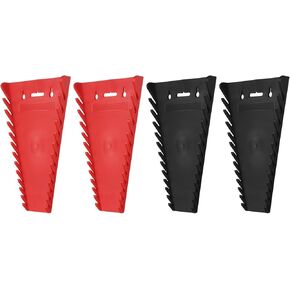 HARFINGTON 4pcs Magnetic Wrench Organizer, 12-Slot Each Wrench Holder, Wrench Rack Tray Storage For Tool Box, For Wrenches with Size SAE:1/4" - 15/16" Metric 6mm-24mm, Black,Blue