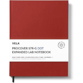 S7R-C Expanded ProCover Lab Notebook, 9.25 x 11.75 in (23.5 x 30 cm), 144 Pages, Red Synthetic Leather, Permanent Bound, 70lb Heavyweight Paper (1-Pack, Grid+)