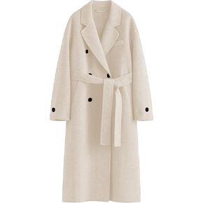 Peaceglad Womens Pea Coats Fall Long Trench Coat Double Breasted Button Down Lapel Belted Peacoat