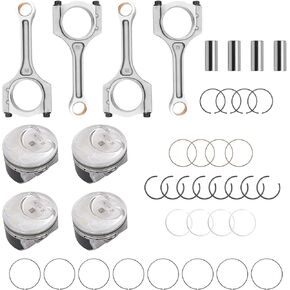 2.4L Engine Piston Kit With Connecting Rod Set, Compatible with 2011-2019 Kia Optim Sorento Sportage Santa Fe Sonata Tucson, Replace# 23040-2G200 23040-25200