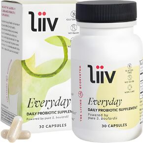 LiiV Mood Probiotics Supports Digestive Health & a Healthy Stress Response Daily Whole Body Wellness Supplement for Women & Men 8 Billion CFU Probiotic Blend - 60 Capsules