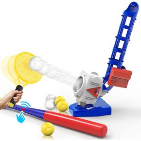 iPlay, iLearn Kids Pitching Machine Toys, 2 in 1 RC Baseball Tennis Pitcher, Auto Ball Launcher Bat, Boys Outdoor Outside Sports Backyard Game, Birthday Gift 5 6 7 8 10 12 Yr Youth-Partially Assembled