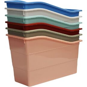 RAUVOLFIA 6 Pack Durable Plastic Book and Binder Holder, Files Book Bins for Classroom, Vertical Storage Book Organizer Folder Office Classroom Organization Containers Supplies (Boho)