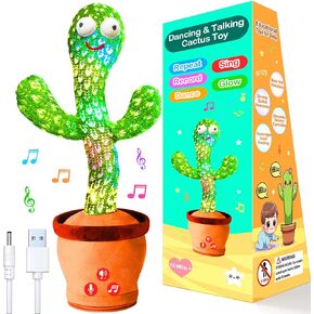 Rechargeable Dancing Talking Cactus Toy for Baby, Cactus Baby Toy with Adjustable Volume, Colorful Glowing Interactive Cactus Toy That Talks Back, Baby Toys 6-18 Months