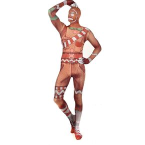 Adult 3D Style Halloween Cosplay Jumpsuit, Unisex 3D Gingerbread Man Costume, Spandex Bodysuits