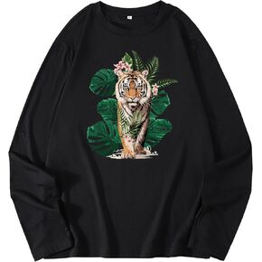 KESIHAN Men's Graphic T Shirts Long Sleeve Printed Design T-Shirts Round Neck Casual Tee Top