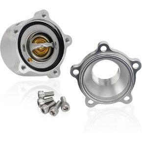 Inline Thermostat Housing Aluminum with Bypass Sensor Port - Fits 1-1/2" Hose (1.5"-16 Thread) - High Performance Upgrade for Optimal Engine Temperature Control (Silver)