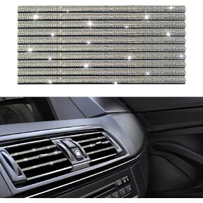 10pcs Bling Car Air Vent Outlet Trim, Decorative Trim for Auto Air Vent Outlet, Bling Rhinestone Diamond Car Interior Accessories for Women and Teens, Universal for Straight Air Vents in Saudi Arabia