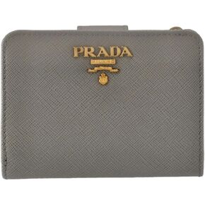 محفظة برادا النسائية ثنائية اللون من جلد سافيانو باللون الرمادي والأزرق النجمي، محفظة جلدية ثلاثية الطي للنساء in Kuwait