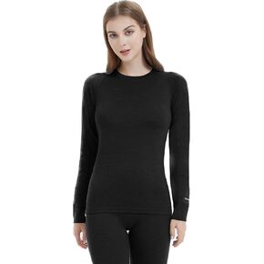 Iguana Womens 100% Merino Wool Base Layer Top for Ski Lightweight Thermal Underwear Shirts