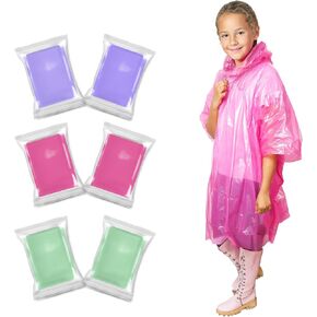 EcoNour Kids Rain Poncho | Transparent & Disposable Rain Coat - Emergency Rain Ponchos for Kids - Clear Hood Raincoat