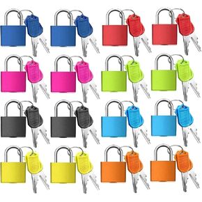 16 Pack Suitcase Locks with Keys,Small Luggage Padlocks,Multicolor Mini Keyed Padlock,Small Locks with Keys Luggage Padlocks for Suitcase,Jewelry Box,Backpack,Boxes,Toy Box