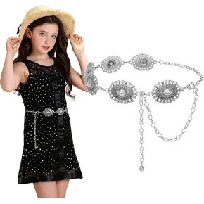 Kids Metal Waist Chain Belt Fashion Cute Body Belly Link Belt Chain for Girls Dress Skirts
