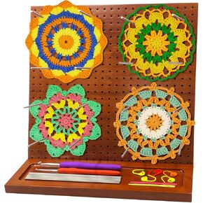 Crochet Blocking Board with 16 Pegs, 11x11 Inch: Granny Square Blocking Board - Gifts for Women, Mom, and Mother, Blocking Boards for Crochet Projects