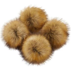 Homtable 6IN Large Faux Fur Pompoms, 4 Pieces Pom Pom Balls Fluffy Pompom Ball with Elastic Loop for Hats Shoes Scarves Gloves Scarves Bag Key Chain Charms Accessories (White) in Kuwait