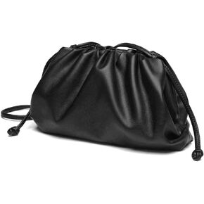 Huralona Dressy Pleated Vegan Leather Clutch Purse Super Soft Cloud Dumpling Clutch Bag for Women PU Evening Purse Handbag