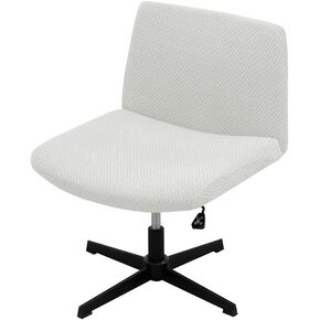 Armless Office Desk Chair Cover Armless Chair Slipcover Knitted Jacquard Wide Seat Computer Task Vanity Chair Cover Mid Back Accent Chair Cover for Home Office (Pink)