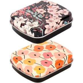 SHIDOW Mini Empty Portable Watercolor Tin Palette Paint Case（2Pcs） (Cow Pattern + Leaf Pattern)