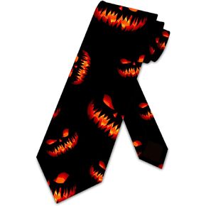 Three Rooker Jack-o-Lantern Necktie Mens Scary Evil Pumpkin Halloween Ties