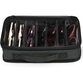 Bukere Sunglasses Organizer Case for Multiple Pairs, 7-12 Slots Adjustable Glasses Box Women Men, Travel Eyeglasses Storage