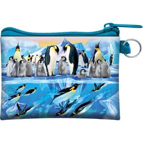 Coin Purse - Penguin Plunge from Deluxebase. Lenticular 3D Penguin Purse. Cash, coin and card holder with secure zipper featuring artwork licensed from renowned Michael Searle