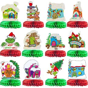Whoville Christmas Decorations Christmas Honeycomb Centerpieces Holiday Party Decorations for Christmas Party Table Decorations Funny Christmas Party Decorations Christmas Party Supplies
