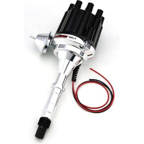 Pertronix D160700 Flame-Thrower Plug and Play Vacuum Advance Black Cap Billet Electronic Distributor with Ignitor II Technology for AMC V8
