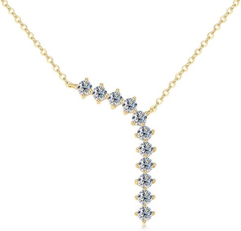 Moissanite Pendant Necklace, 1.1cttw D Color Lab Created Diamond 18K Gold Plated Sterling Silver Y Necklace for Women Wife Birthday Wedding Valentines Day Gifts in Saudi Arabia
