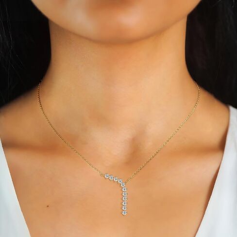 Moissanite Pendant Necklace, 1.1cttw D Color Lab Created Diamond 18K Gold Plated Sterling Silver Y Necklace for Women Wife Birthday Wedding Valentines Day Gifts in Saudi Arabia