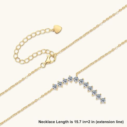 Moissanite Pendant Necklace, 1.1cttw D Color Lab Created Diamond 18K Gold Plated Sterling Silver Y Necklace for Women Wife Birthday Wedding Valentines Day Gifts in Saudi Arabia