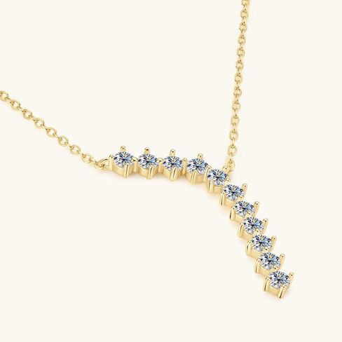 Moissanite Pendant Necklace, 1.1cttw D Color Lab Created Diamond 18K Gold Plated Sterling Silver Y Necklace for Women Wife Birthday Wedding Valentines Day Gifts in Saudi Arabia