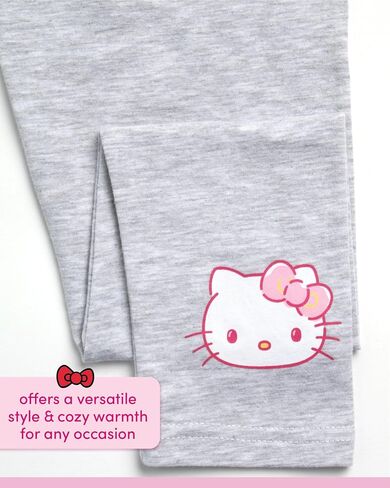 طقم سراويل ضيقة للفتيات من Hello Kitty - سويت شيرت بياقة دائرية مكون من 3 قطع، تي شيرت برسومات، سراويل واسعة - مجموعة متطابقة للفتيات (2T-12) in Kuwait