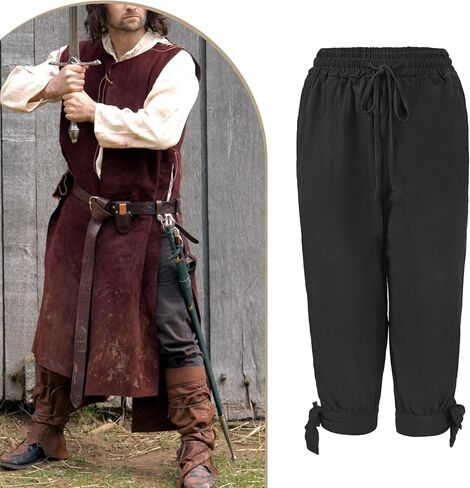 Century Star Renaissance Costume Men's Pirate Pants Pirate Shorts Medieval Ren Faire Viking NavigatorAnkle Banded Trousers in Saudi Arabia