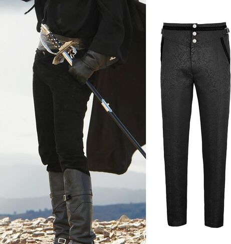 السراويل القوطية للرجال السراويل تأثيري الفيكتوري Steampunk زي السراويل هالوين القرون الوسطى خمر تأثيري السراويل القراصنة السراويل in Saudi Arabia