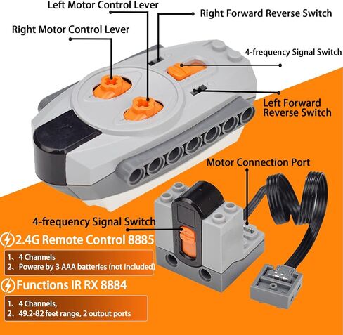 Motor Kit Compatible with Lego: Power Functions Technic Remote Control Set with Battery Box Engine Parts Motor Controller Steering Servo Motor Building Block Motor Gears Starter (5 in 1 Set) in Saudi Arabia
