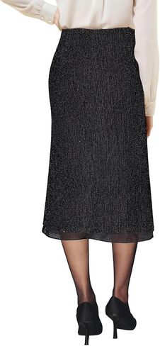 MIHOLL Women's Sequin Skirt Midi Length Stretchy Waist Office Night Out Cocktail Party Sparkly Pencil Skirts in Saudi Arabia