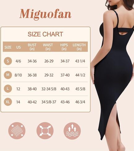 Shapewear Slip Dress for Women, Full Slip Under Dress Tummy Control Body Shaper Long Cami Dress Slimming in Kuwait