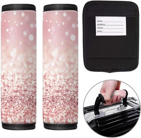 2 Pack Luggage Handle Wrap Travel Tags - Set of Luggage Tags for Suitcases, Identifiers, Marker, and Handle Covers - Cruise Accessories and Travel Gifts（Pink in Saudi Arabia
