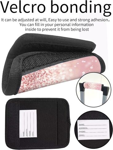 2 Pack Luggage Handle Wrap Travel Tags - Set of Luggage Tags for Suitcases, Identifiers, Marker, and Handle Covers - Cruise Accessories and Travel Gifts（Pink in Saudi Arabia