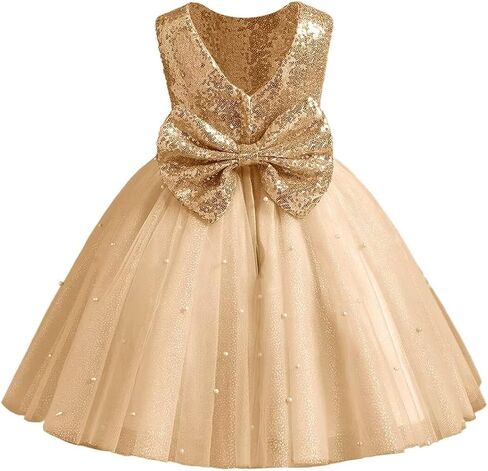 Sparkle Sequin Tulle Flower Girl Dress for Wedding Kids Princess Pageant Dress Pearls Bow Prom Ball Gowns Tutu Dress in Saudi Arabia