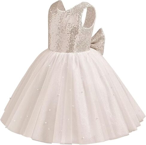 Sparkle Sequin Tulle Flower Girl Dress for Wedding Kids Princess Pageant Dress Pearls Bow Prom Ball Gowns Tutu Dress in Saudi Arabia