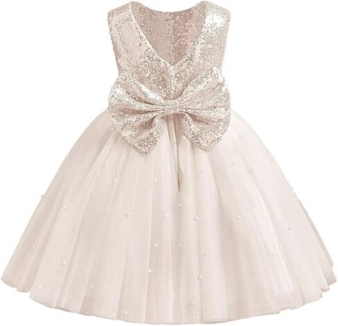 Sparkle Sequin Tulle Flower Girl Dress for Wedding Kids Princess Pageant Dress Pearls Bow Prom Ball Gowns Tutu Dress in Saudi Arabia