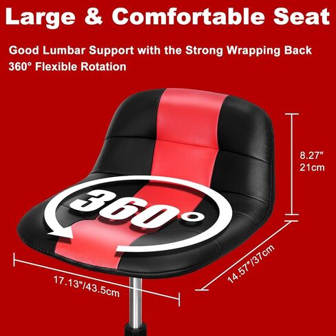 Rolling Stool with Wheels, Adjustable Shop Stool Mechanic Stool Seat Garage Shop Roller Work Chair Mobile Rolling Seat with Tool Tray, 2 Cup Holders, 4" Casters, 350 LBS, Heavy-Duty, Red in Saudi Arabia