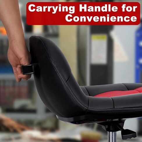 Rolling Stool with Wheels, Adjustable Shop Stool Mechanic Stool Seat Garage Shop Roller Work Chair Mobile Rolling Seat with Tool Tray, 2 Cup Holders, 4" Casters, 350 LBS, Heavy-Duty, Red in Saudi Arabia