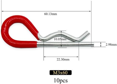 10 Pcs Heavy Duty Hitch Pins Clip R Clips Spring Retaining Wire Hair Pins Cotter Pin Strong Spring Rubber-Coated Grip R Clip for Trailer Tractors Mower Carts Truck Pin Clip M3x60mm in Kuwait