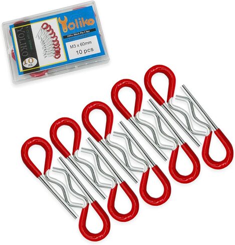 10 Pcs Heavy Duty Hitch Pins Clip R Clips Spring Retaining Wire Hair Pins Cotter Pin Strong Spring Rubber-Coated Grip R Clip for Trailer Tractors Mower Carts Truck Pin Clip M3x60mm in Kuwait