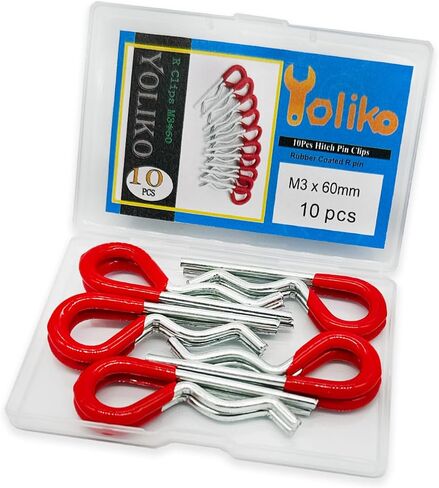 10 Pcs Heavy Duty Hitch Pins Clip R Clips Spring Retaining Wire Hair Pins Cotter Pin Strong Spring Rubber-Coated Grip R Clip for Trailer Tractors Mower Carts Truck Pin Clip M3x60mm in Kuwait